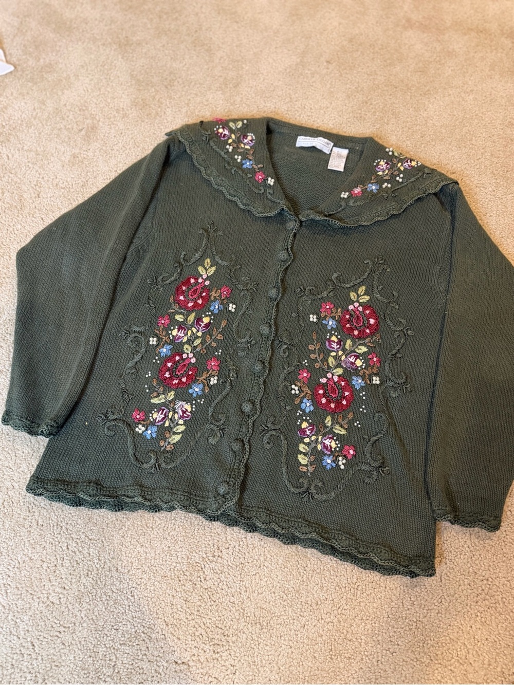 Carolyn Taylor Floral Embroidered Cardigan Cottagecore Fairycore
